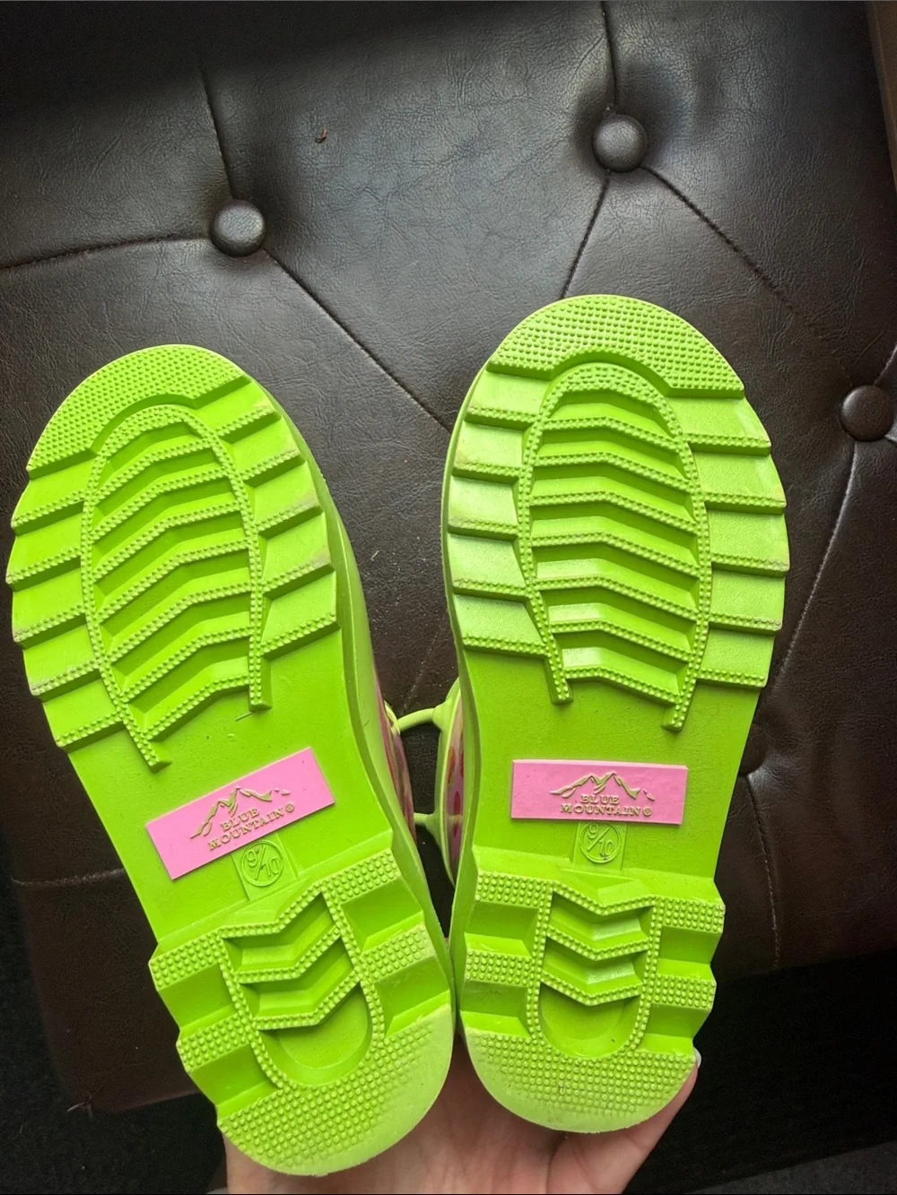 Kids Pink Strawberry Rain Boots with Lime Trim - Playful Waterproof Boots